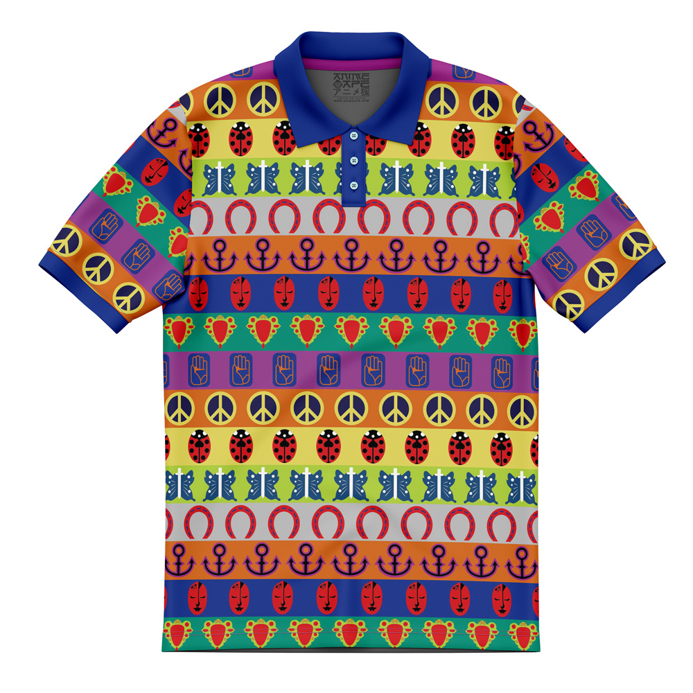 all symbols pattern jojos bizarre adventure polo shirt ana2207 5220 - Fandomaniax Store