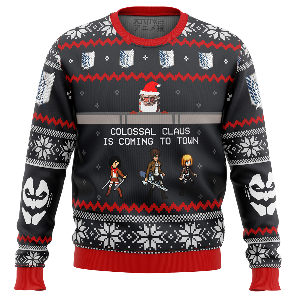attack on titan colossal claus ugly christmas sweater ana2207 8177 - Fandomaniax Store