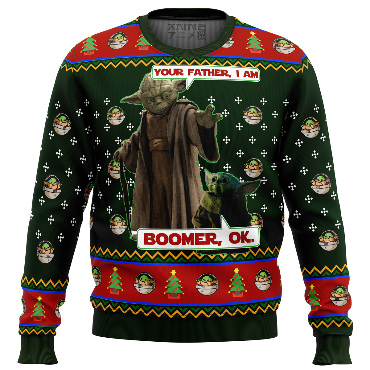 baby yoda boomer star wars ugly christmas sweater ana2207 4827 - Fandomaniax Store