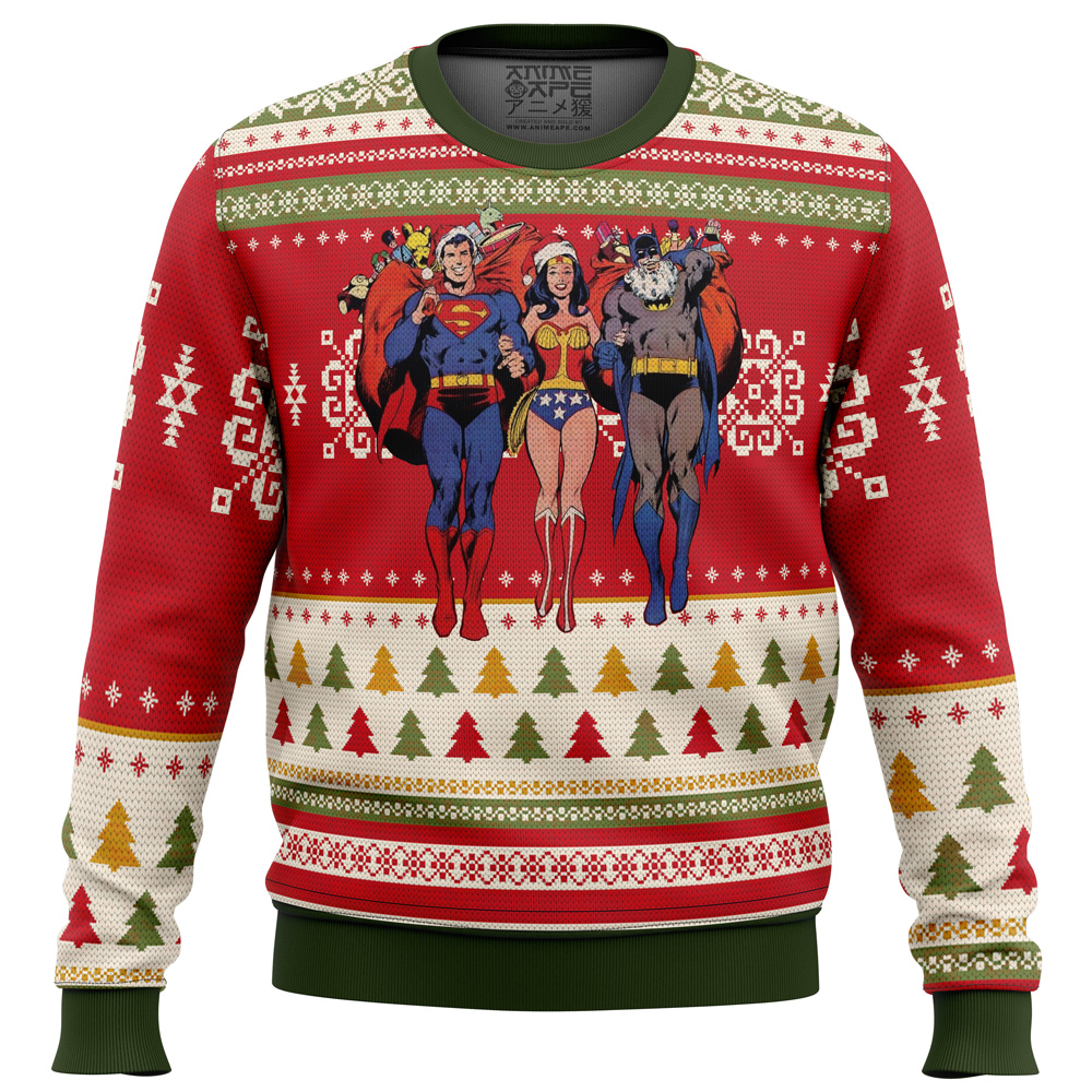 batman superman wonder woman ugly christmas sweater ana2207 1037 - Fandomaniax Store