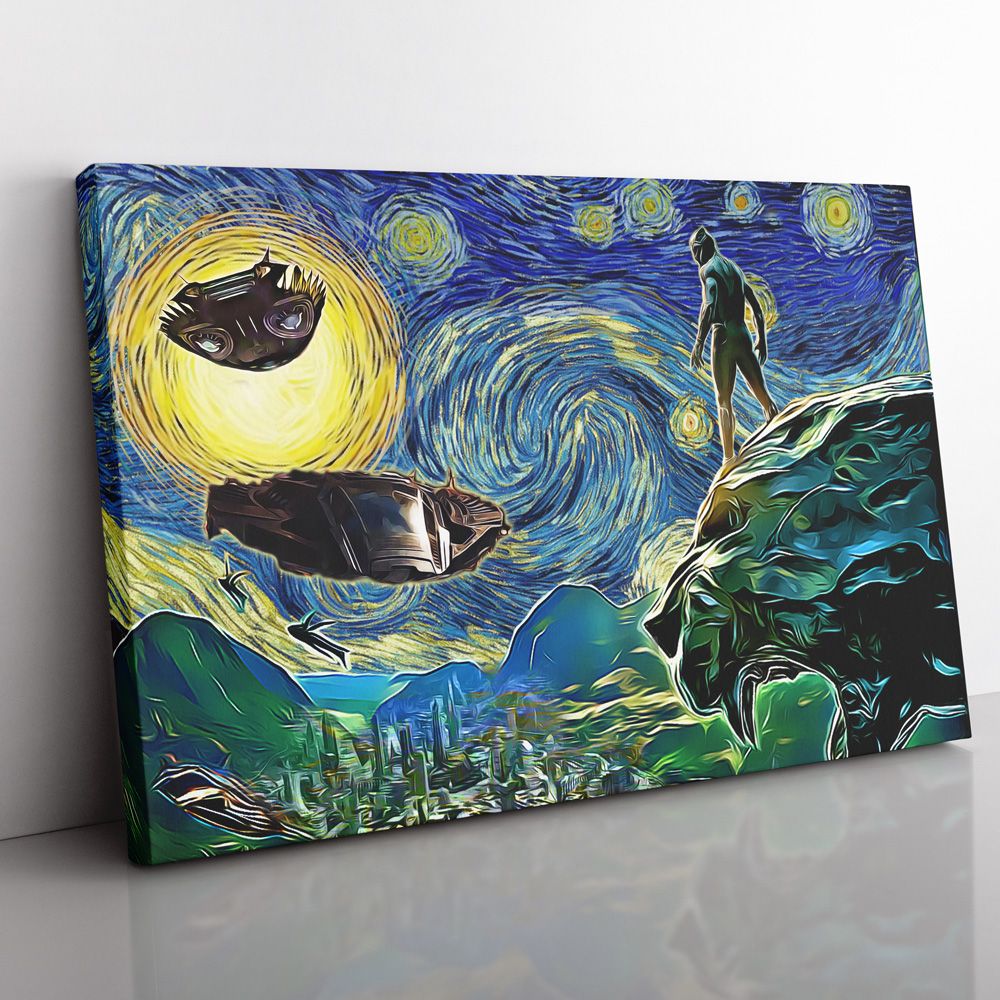 black panther starry night wakanda canvas print wall art ana2207 5549 - Fandomaniax Store