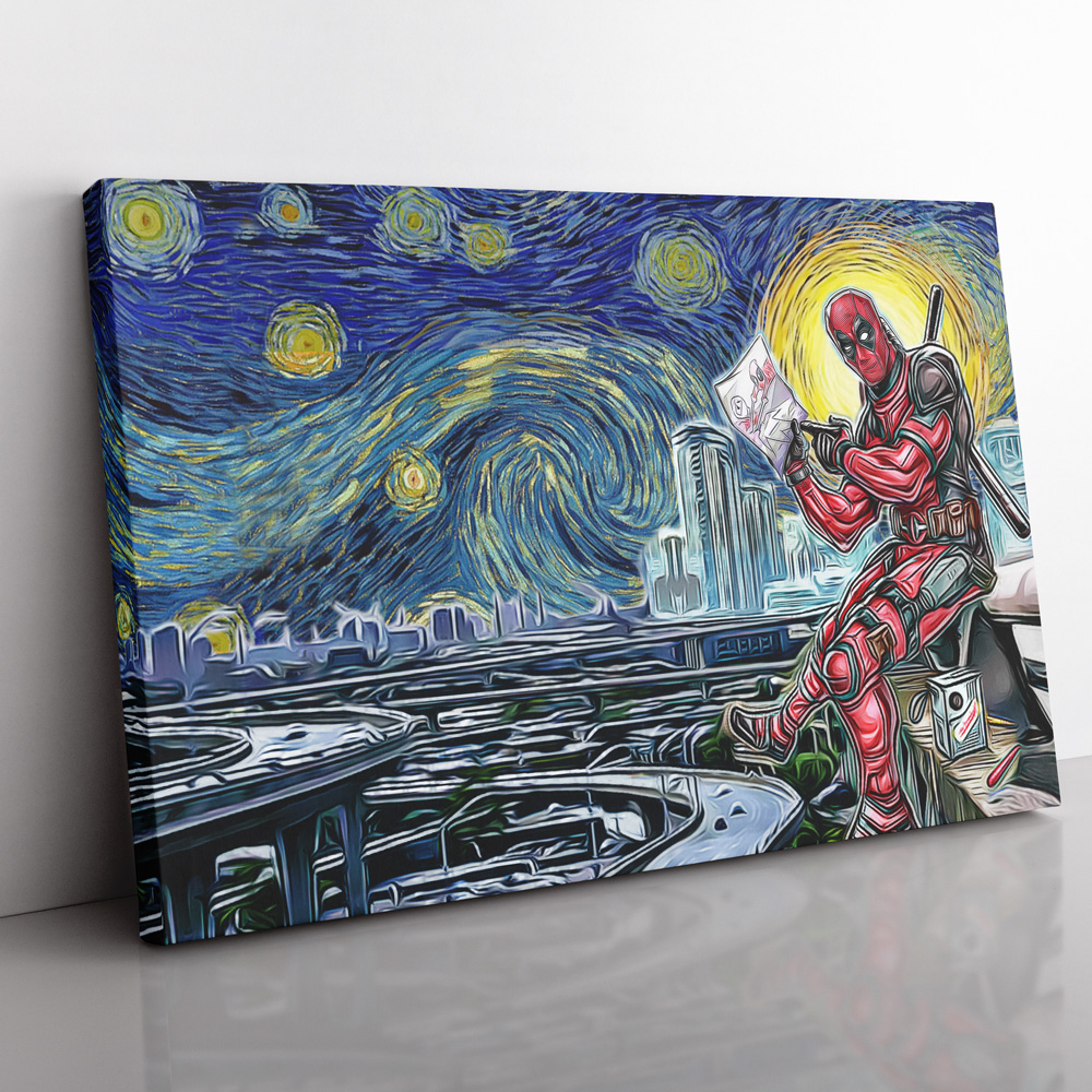 deadpool starry night canvas print wall art ana2207 8924 - Fandomaniax Store