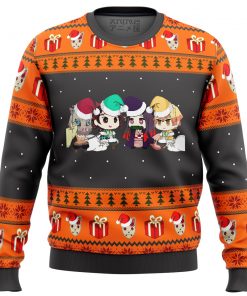 demon slayer chibi ugly christmas sweater ana2207 5576 - Fandomaniax Store