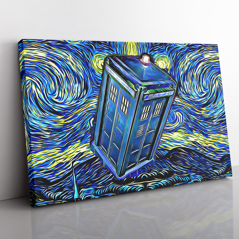 doctor who tardis starry night canvas print wall art ana2207 5795 - Fandomaniax Store