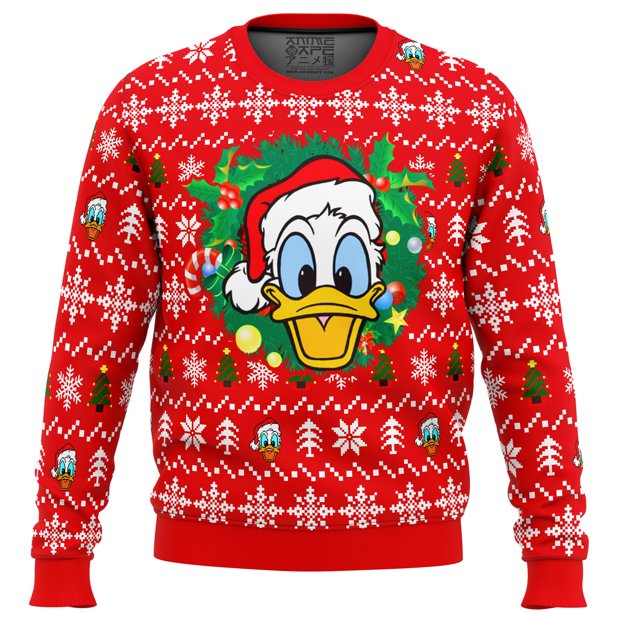 donald duck christmas head ugly christmas sweater ana2207 3888 - Fandomaniax Store