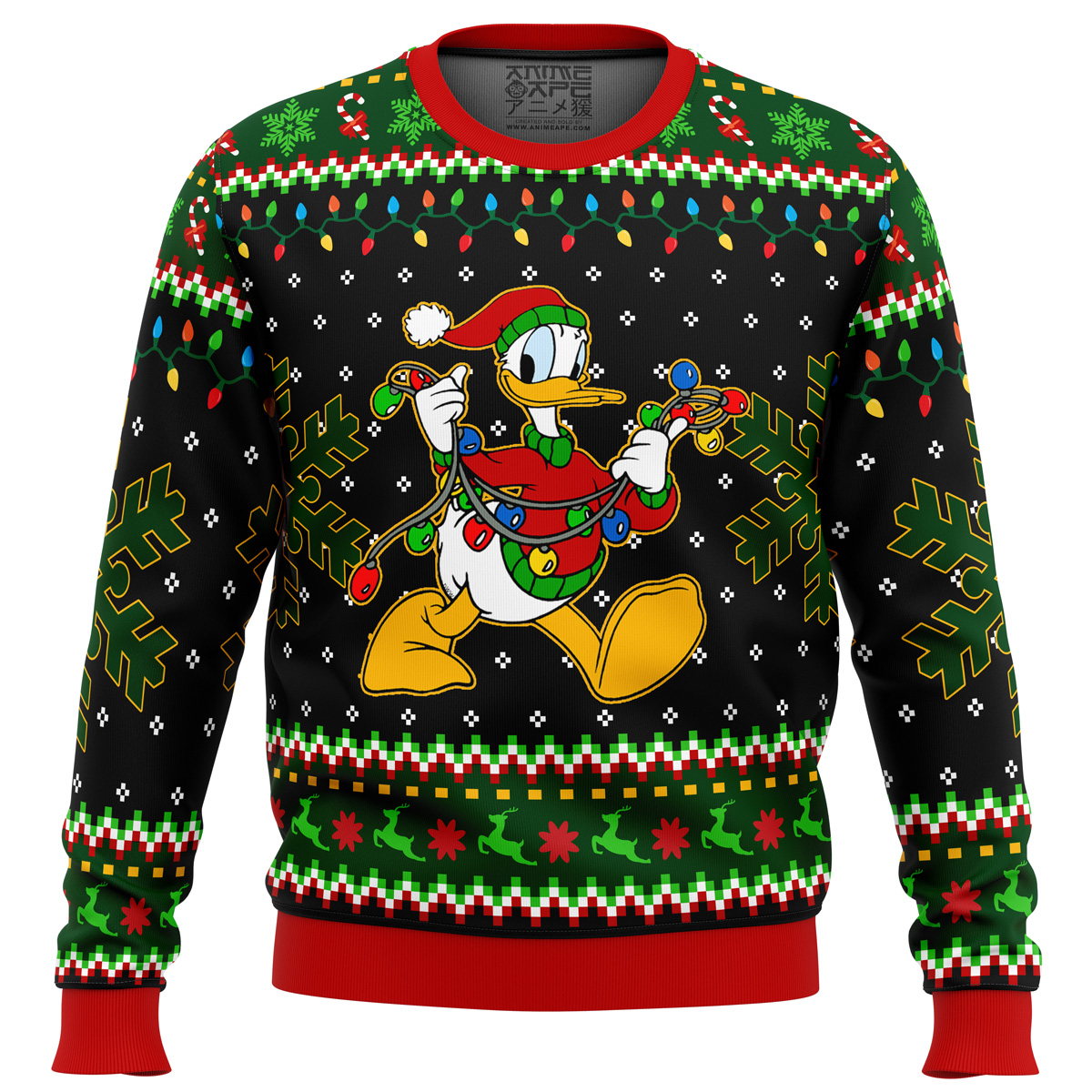donald duck christmas lights ugly christmas sweater ana2207 7541 - Fandomaniax Store