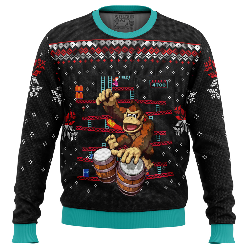 donkey kong drums ugly christmas sweater ana2207 1242 - Fandomaniax Store