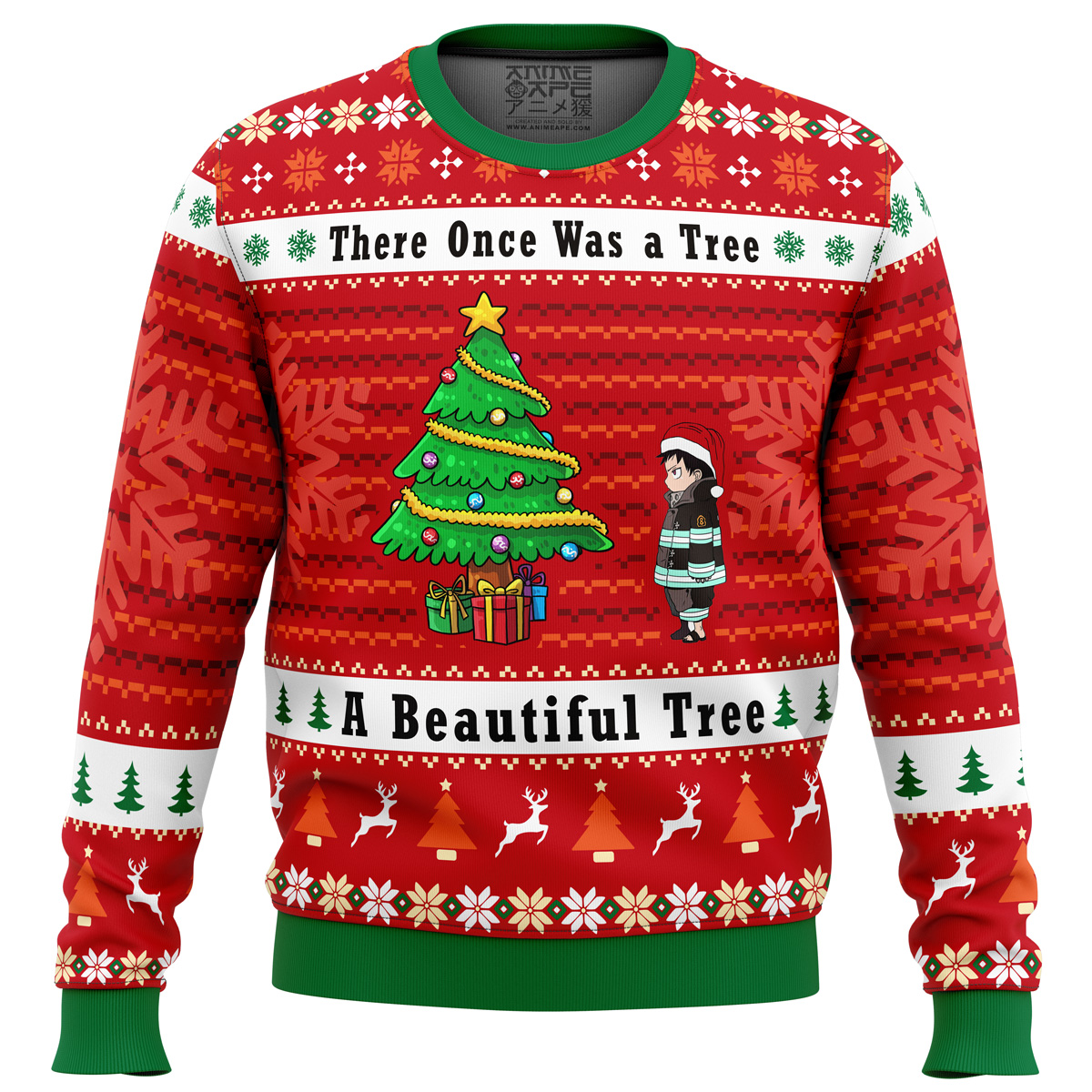 fire force a beautiful tree ugly christmas sweater ana2207 6974 - Fandomaniax Store