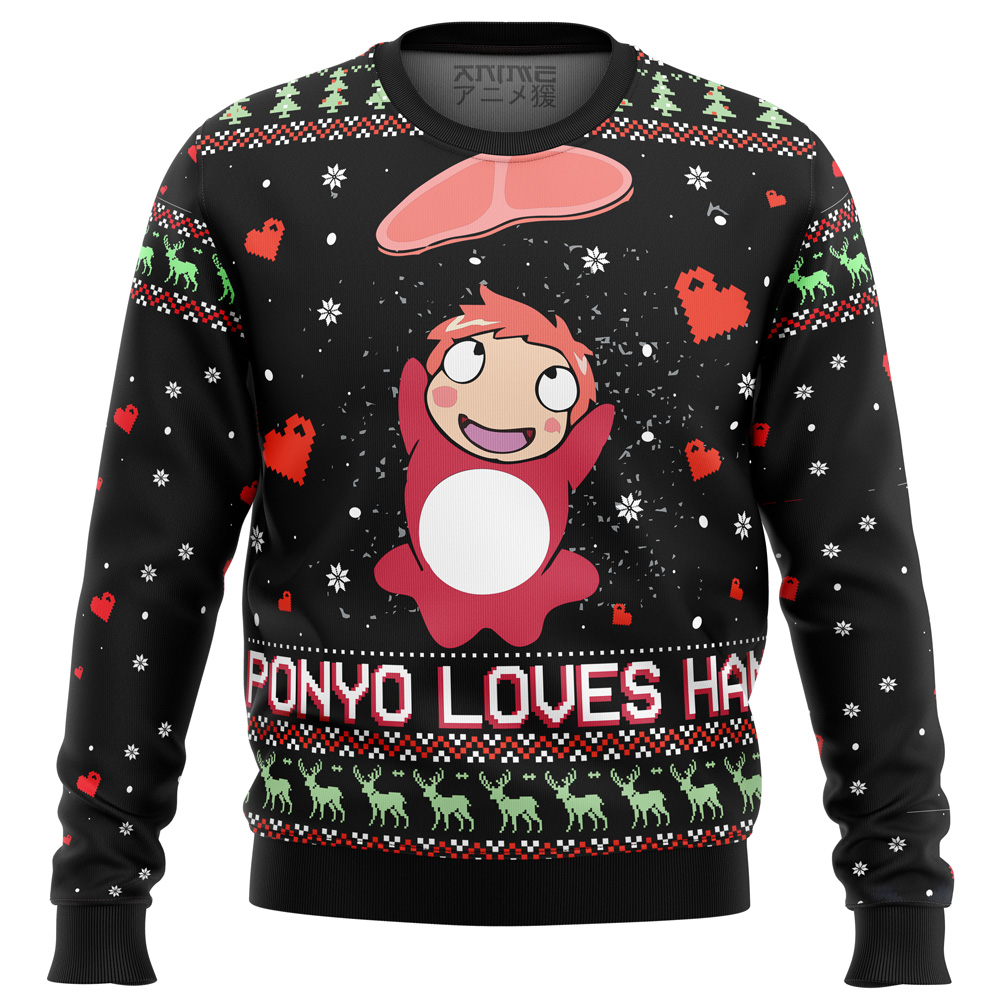 ghibli ponyo loves ham ugly christmas sweater ana2207 6794 - Fandomaniax Store