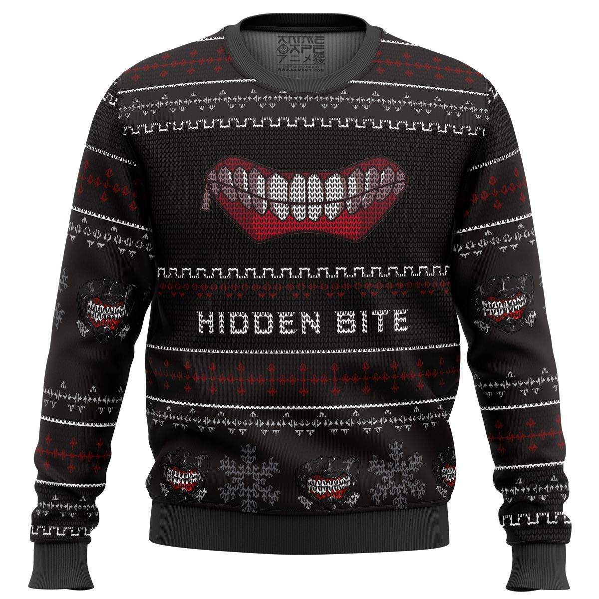 hidden bite tokyo ghoul ugly christmas sweater ana2207 7482 - Fandomaniax Store