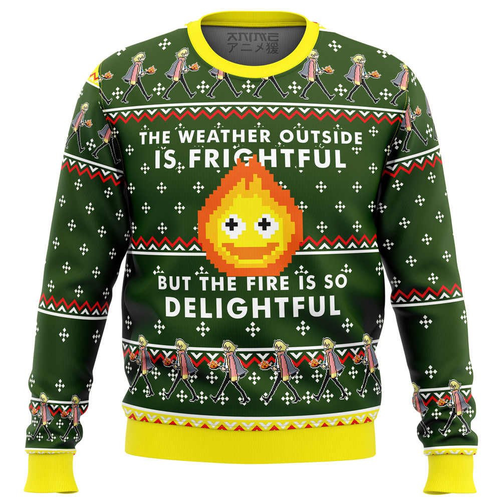 howls moving castle calcifer fire is so delightful ugly christmas sweater ana2207 5746 - Fandomaniax Store