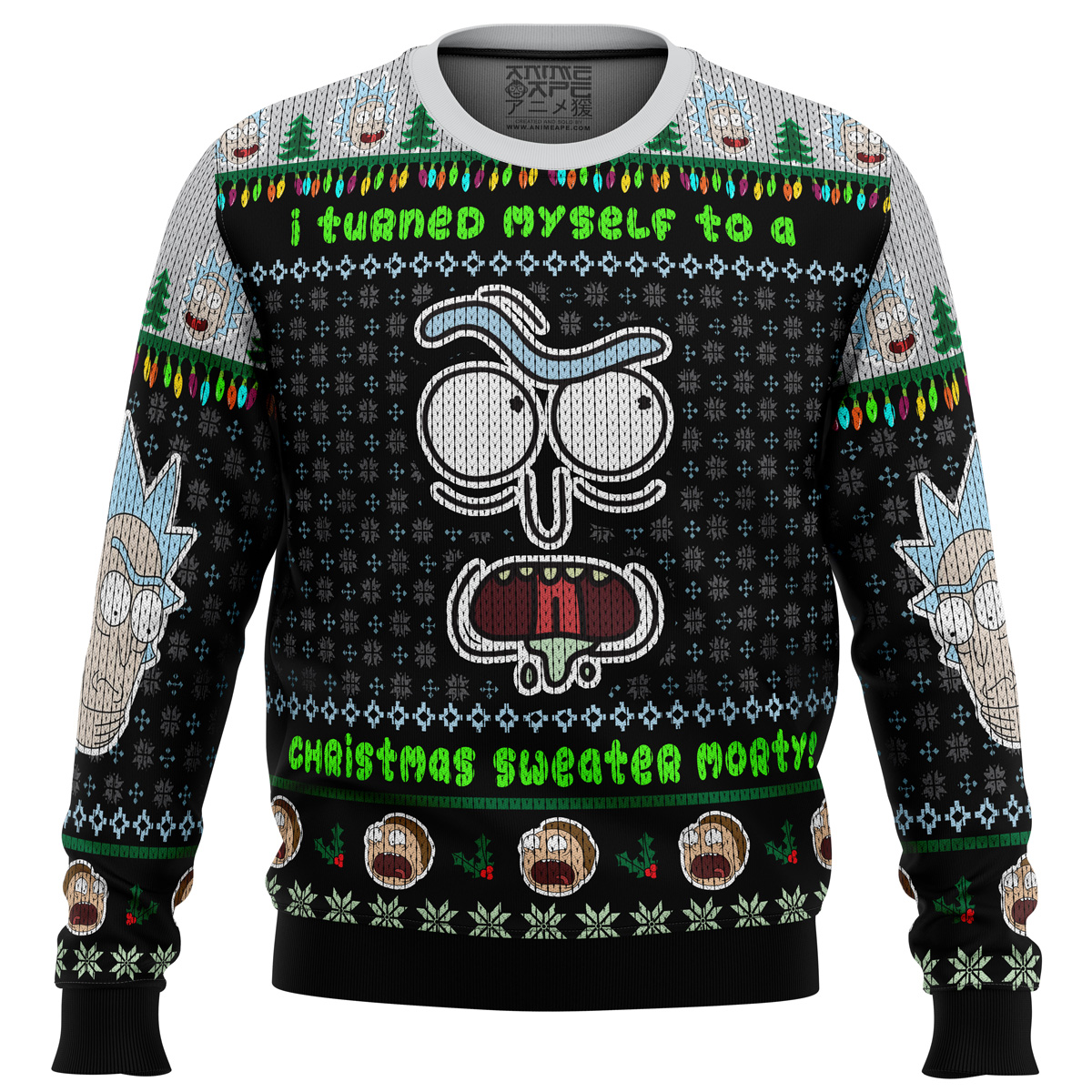 i turned myself into a christmas sweater rick and morty ugly christmas sweater ana2207 8430 - Fandomaniax Store