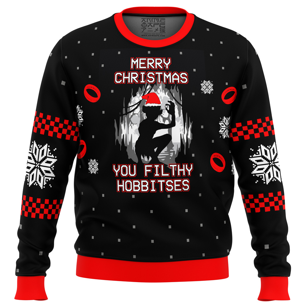 lord of the rings filthy hobitses ugly christmas sweater ana2207 3210 - Fandomaniax Store