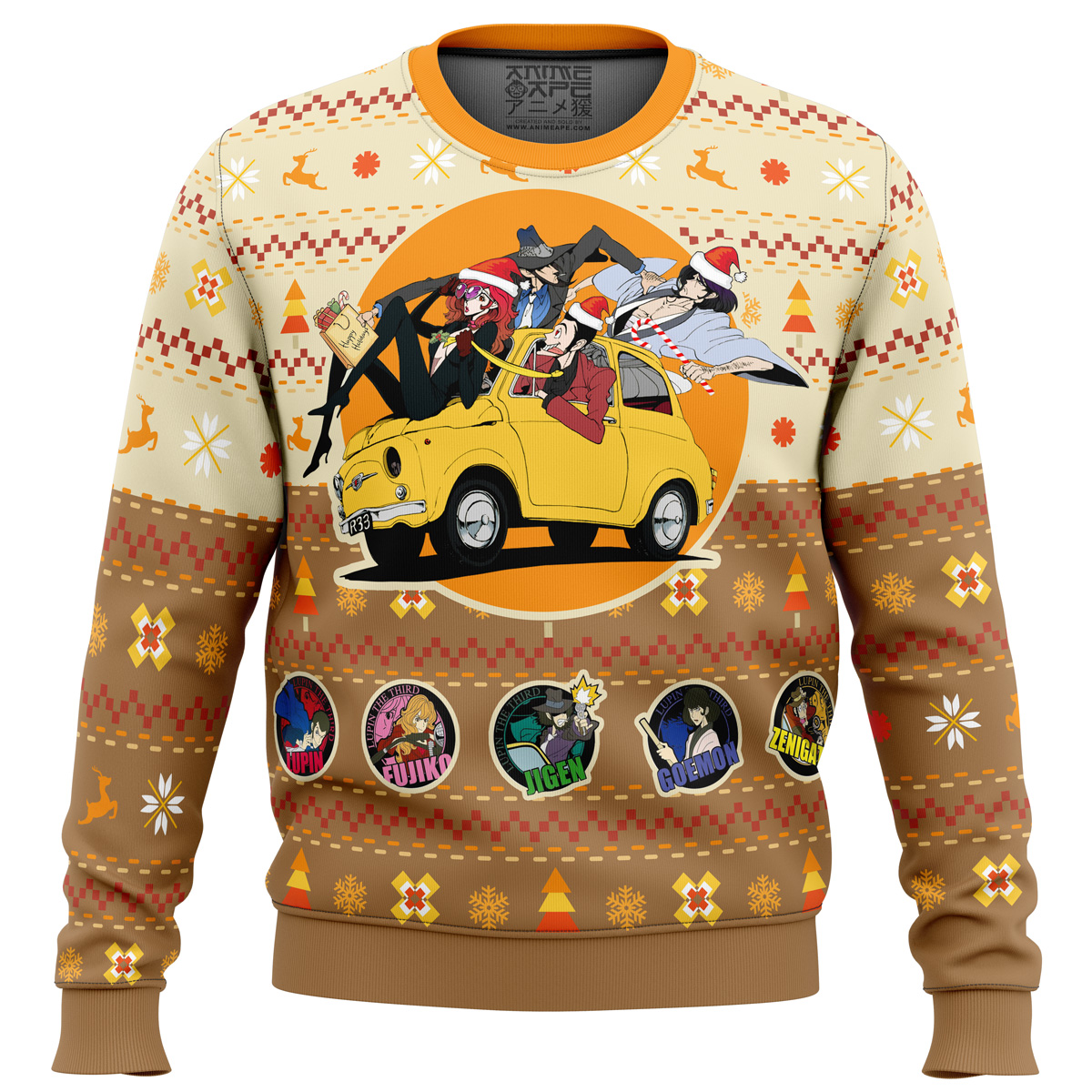 lupin the 3rd happy trip ugly christmas sweater ana2207 3685 - Fandomaniax Store