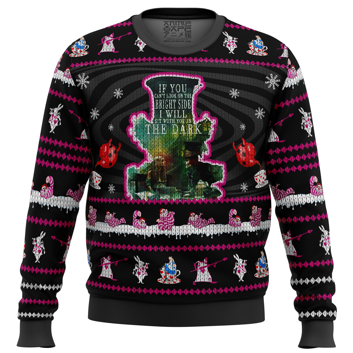 mad hatter alice in wonderland ugly christmas sweater ana2207 8276 - Fandomaniax Store