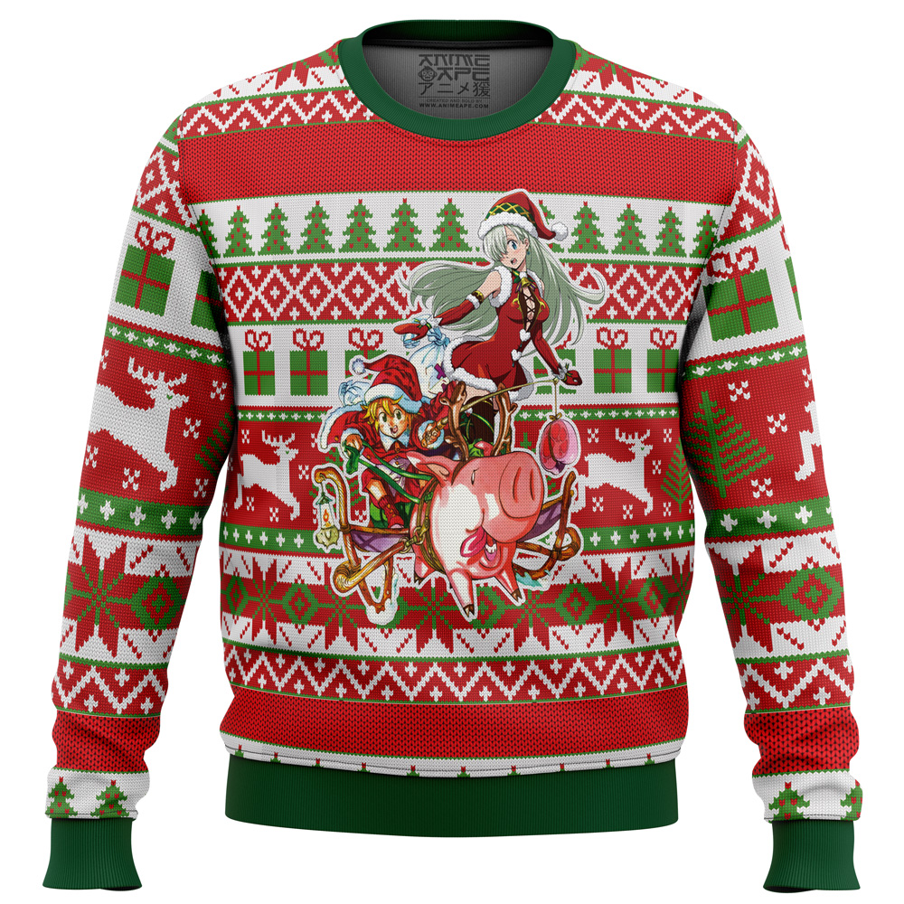 meliodas and elizabeth 7 deadly sins ugly christmas sweater ana2207 5607 - Fandomaniax Store