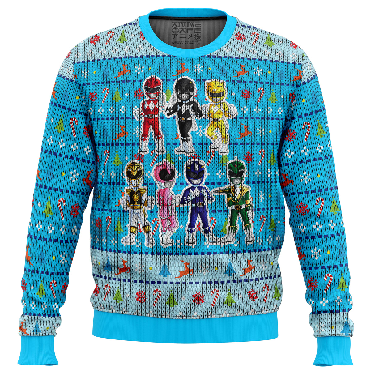 mighty morphin chibis power rangers ugly christmas sweater ana2207 5331 - Fandomaniax Store