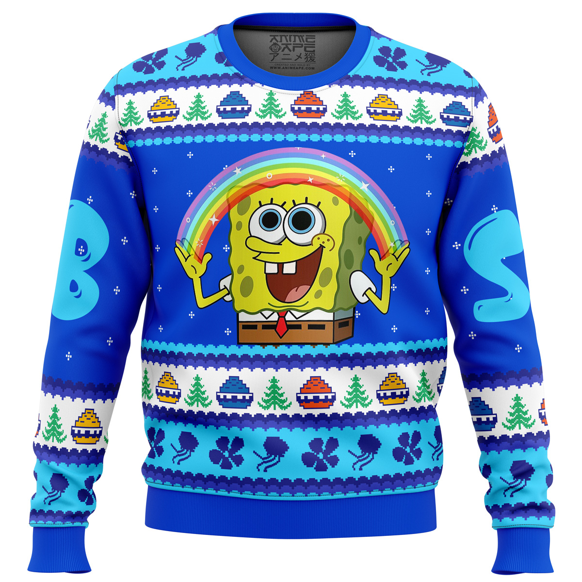 nickelodeon cartoons rainbow spongebob ugly christmas sweater ana2207 7086 - Fandomaniax Store