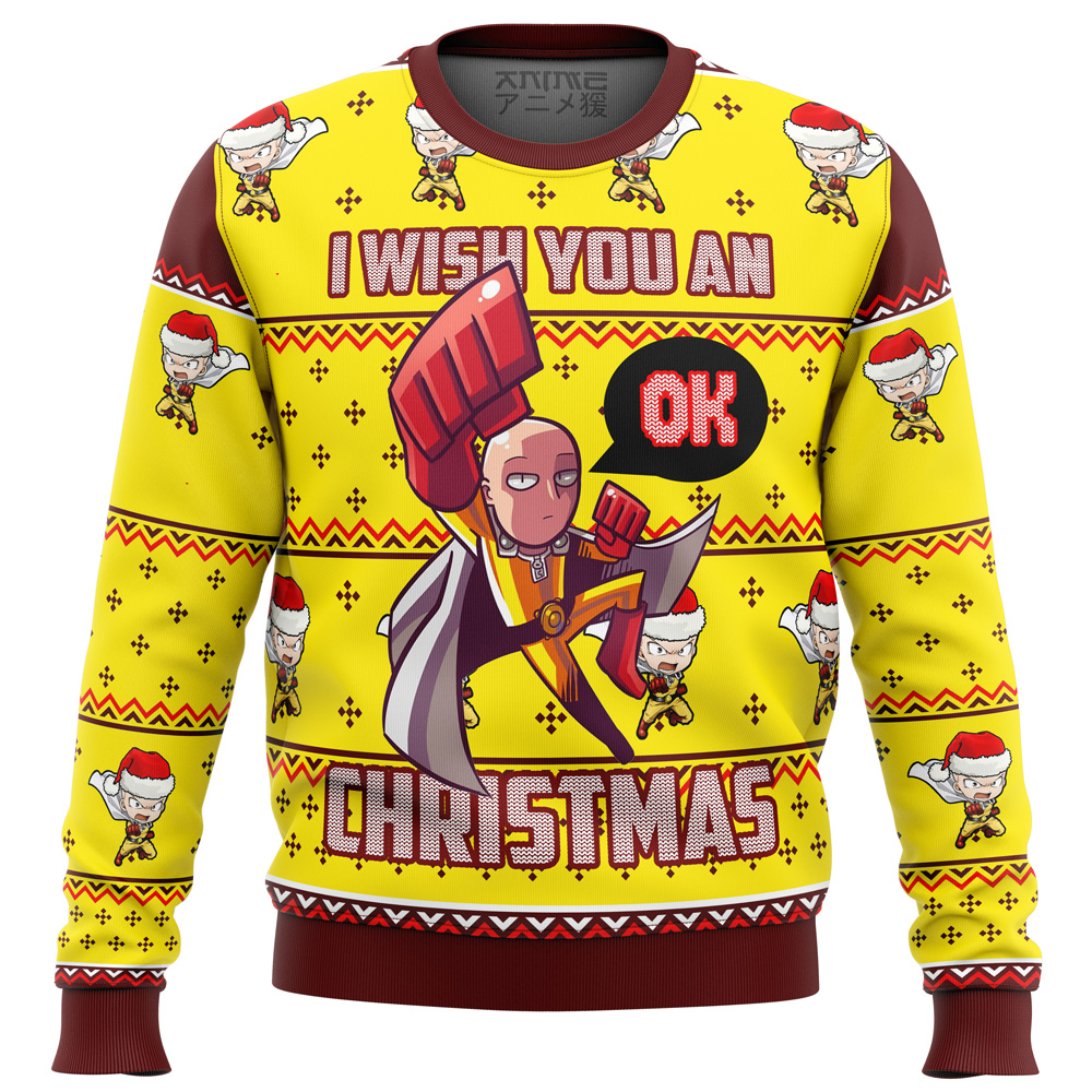 one punch saitama ok ugly christmas sweater ana2207 4742 - Fandomaniax Store