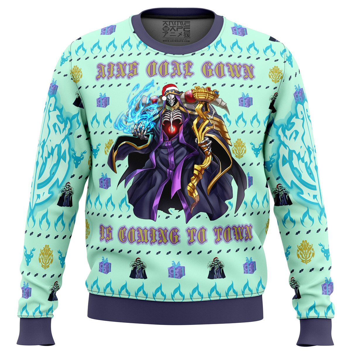 overlord ainz ooal gown ugly christmas sweater ana2207 5153 - Fandomaniax Store