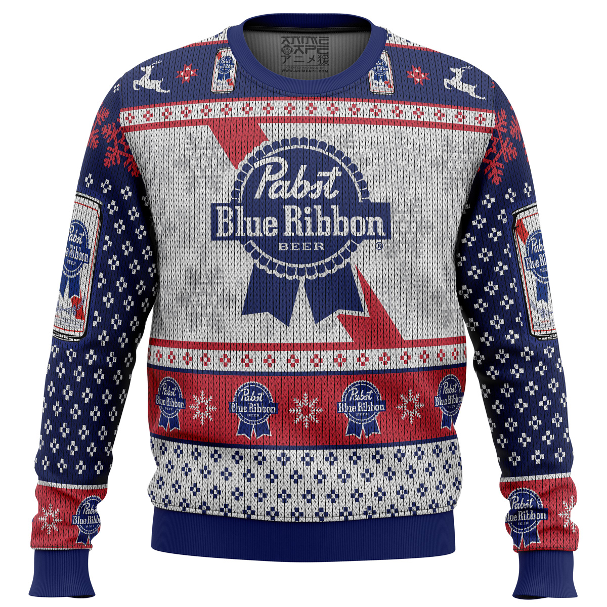 pabst blue ribbon ugly christmas sweater ana2207 7020 - Fandomaniax Store