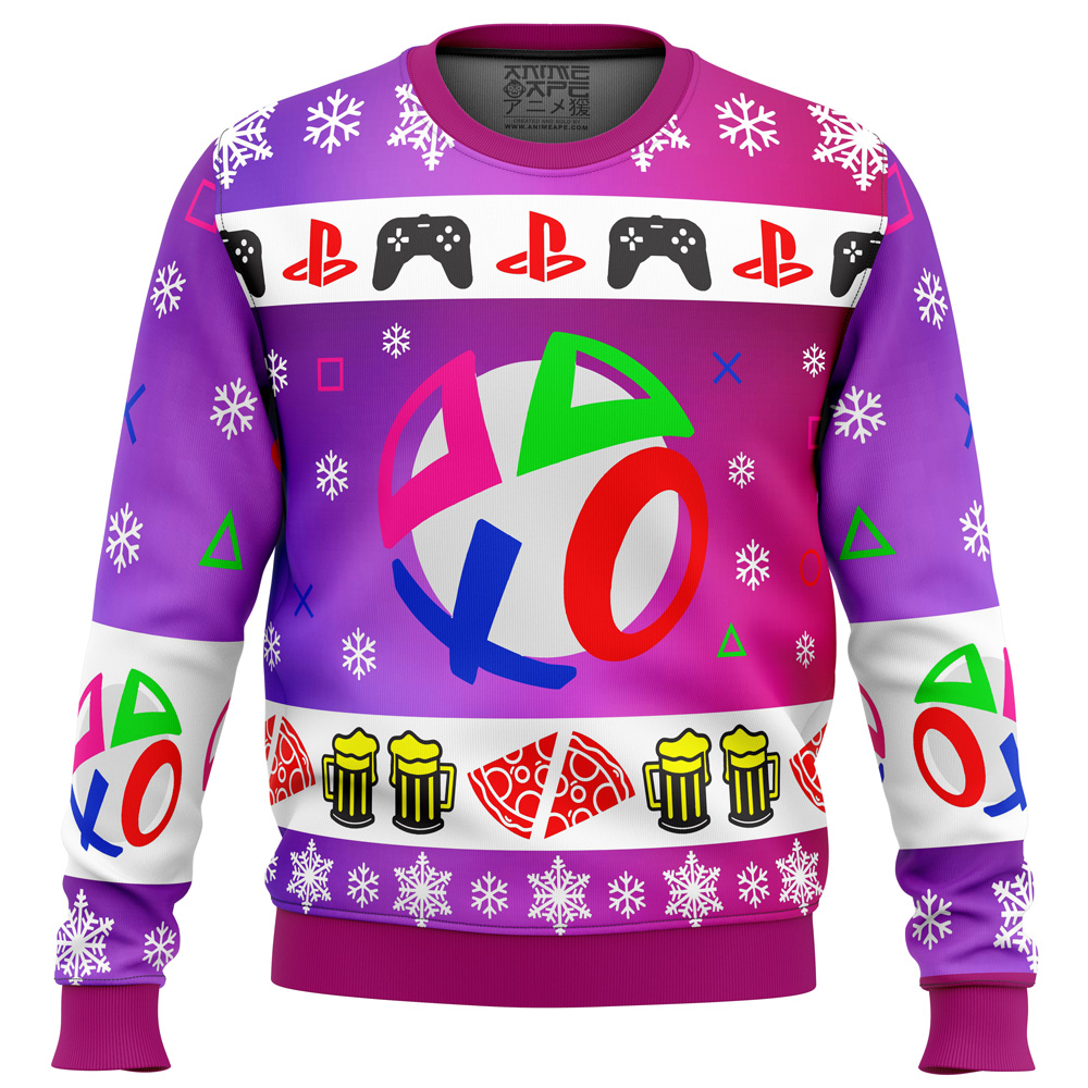 playstation neon ugly christmas sweater ana2207 7551 - Fandomaniax Store