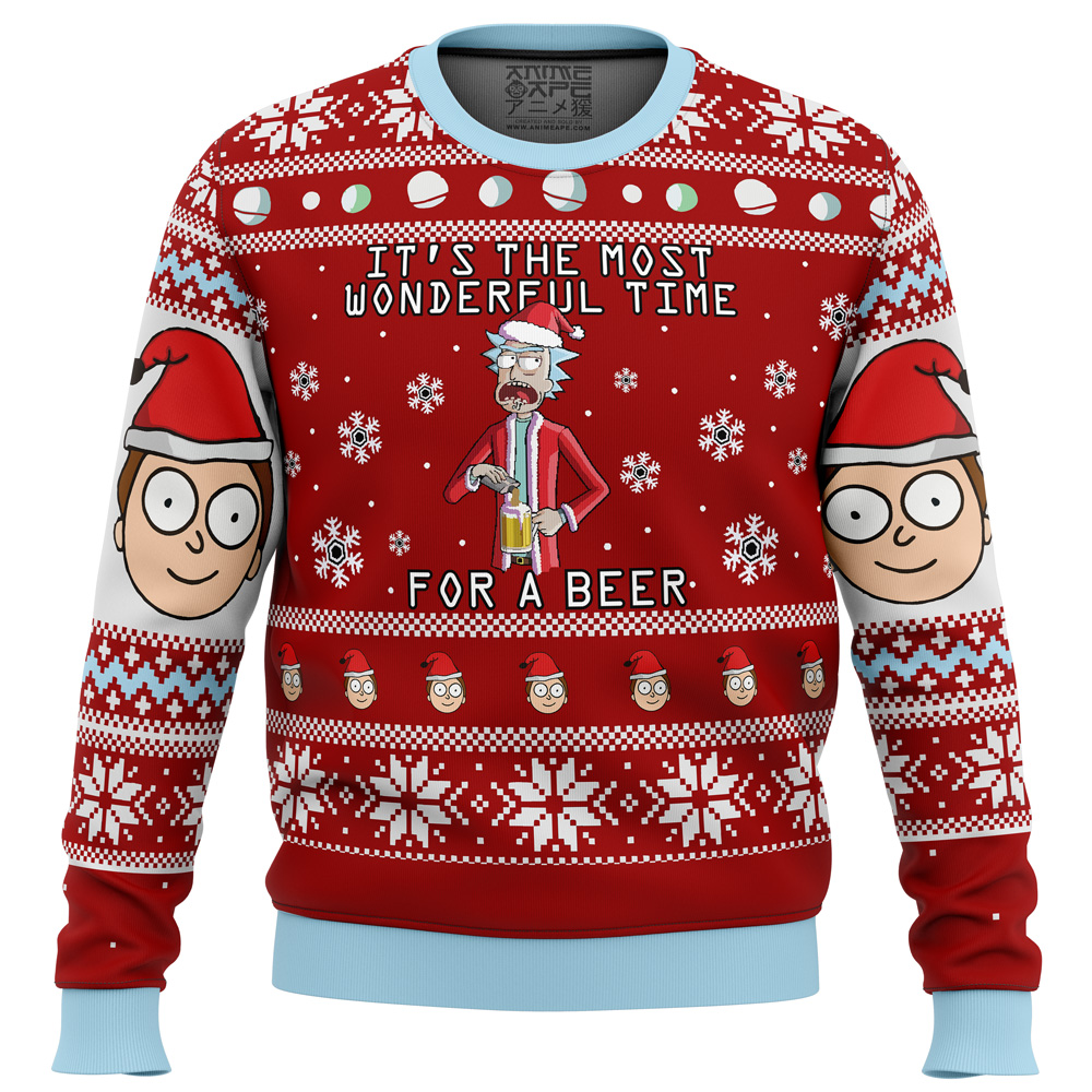 rick and morty time for a beer ugly christmas sweater ana2207 7553 - Fandomaniax Store
