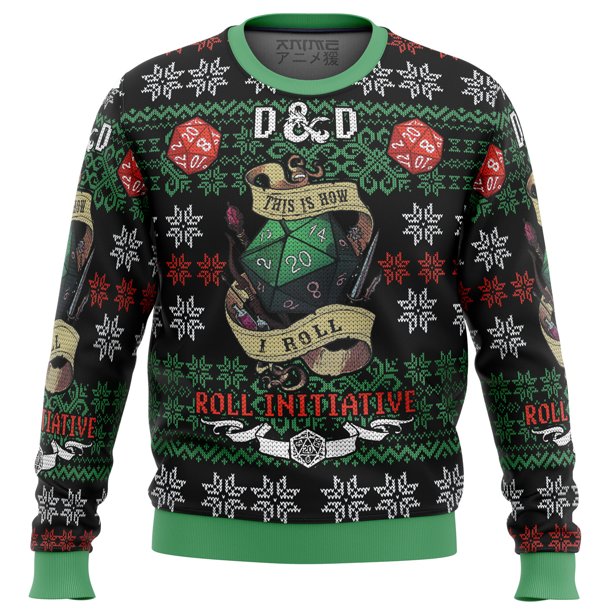 roll initiative dungeons amp dragons ugly christmas sweater ana2207 5781 - Fandomaniax Store