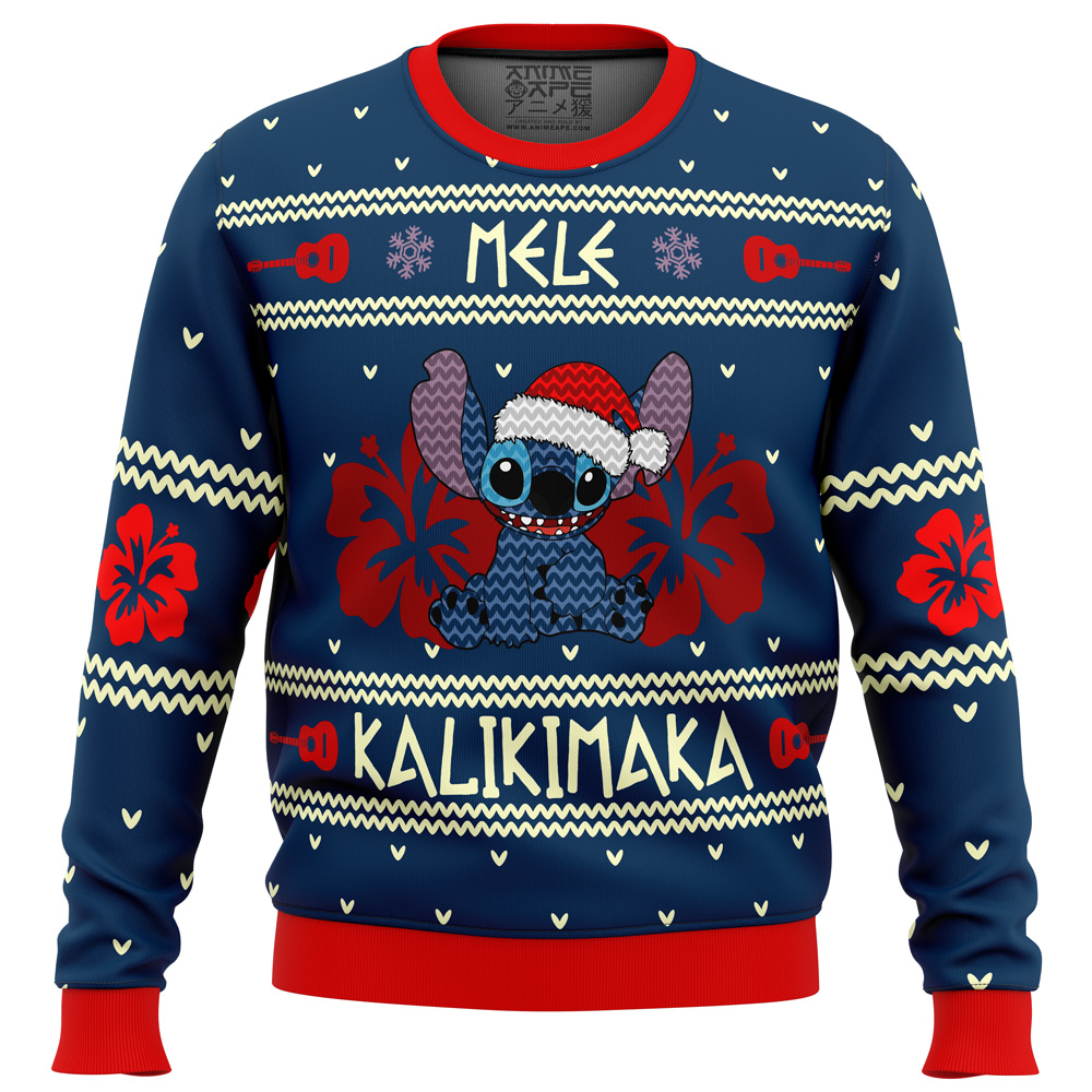 stitch mele kalikimaka ugly christmas sweater ana2207 7843 - Fandomaniax Store
