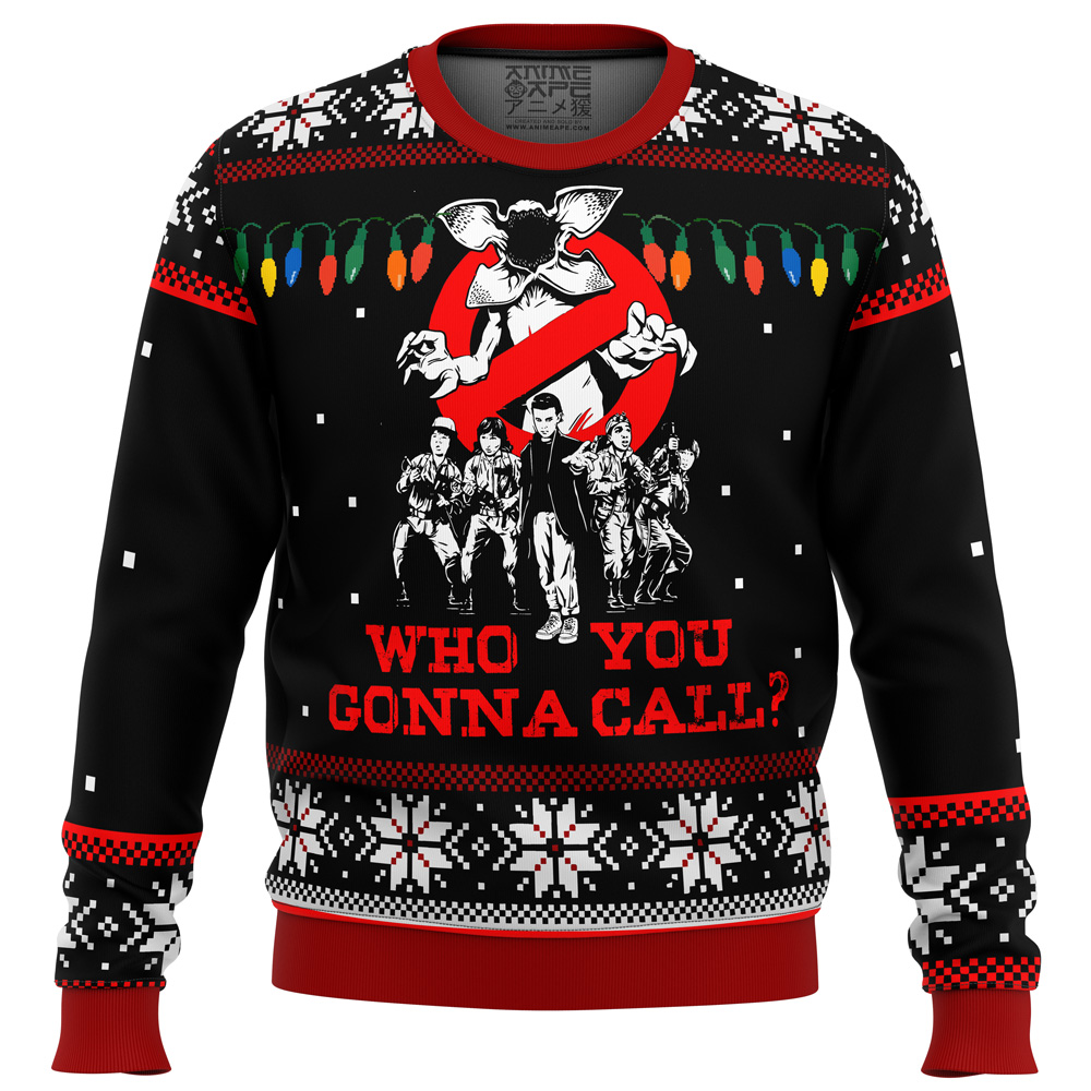 stranger things who you gonna call ugly christmas sweater ana2207 6414 - Fandomaniax Store