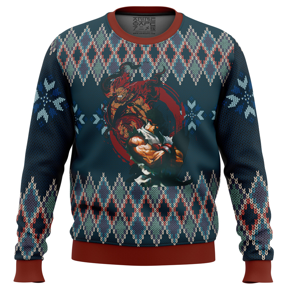 street fighter ryu and akuma ugly christmas sweater ana2207 5676 - Fandomaniax Store