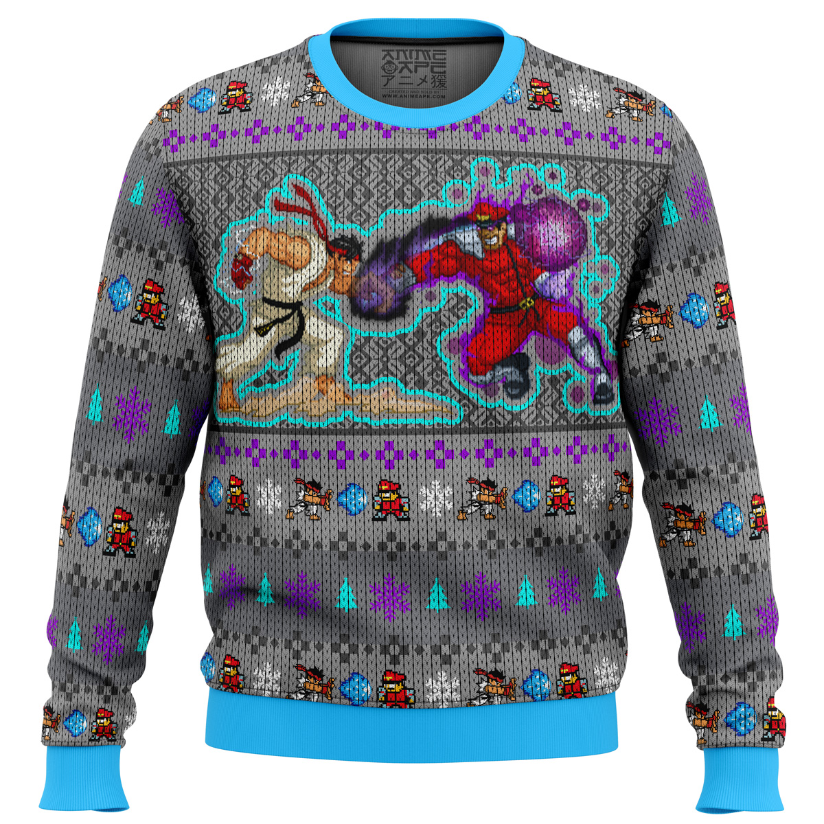street fighter ryu vs m bison ugly christmas sweater ana2207 8069 - Fandomaniax Store