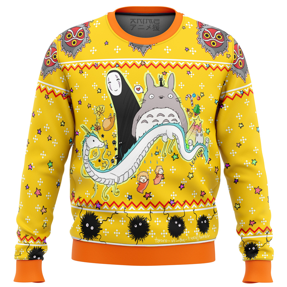 studio ghibli yellow ugly christmas sweater ana2207 2065 - Fandomaniax Store
