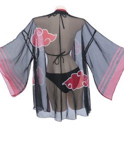 Akatsuki Cosplay Swimwear Women s Kimono Haori Cover Up Bikinis 3pcs Anime Summer Beachwear Bikini Set 3 - Fandomaniax Store