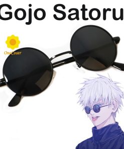 Anime Jujutsu Kaisen Gojo Satoru Cosplay Props Black Glasses Steampunk Round Frame Eyewear Sunglasses Accessories Men - Fandomaniax Store