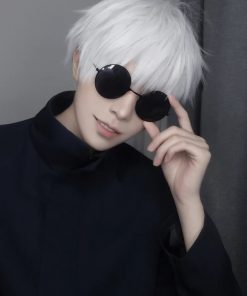 Anime Jujutsu Kaisen Gojo Satoru Cosplay Props Black Glasses Steampunk Round Frame Eyewear Sunglasses Accessories Men 3 - Fandomaniax Store