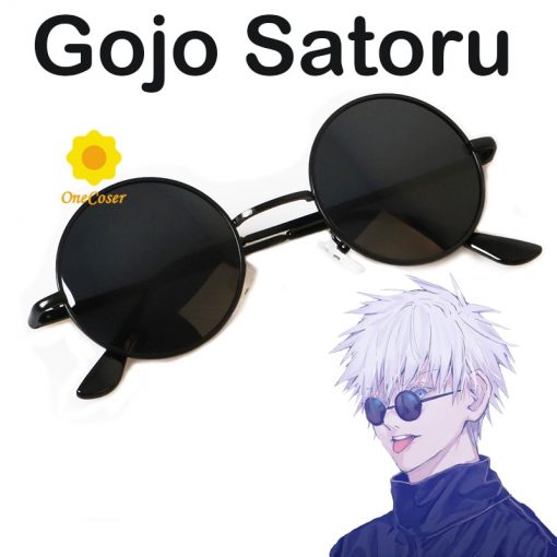 Anime Jujutsu Kaisen Gojo Satoru Cosplay Props Black Glasses Steampunk Round Frame Eyewear Sunglasses Accessories Men - Fandomaniax Store