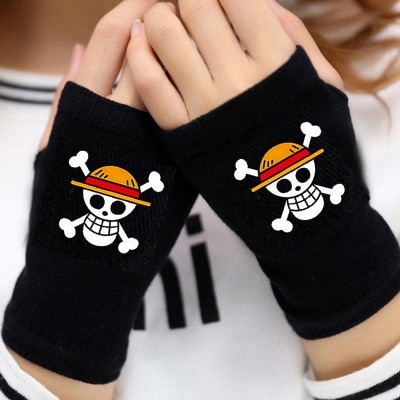 Anime ONE PIECE Monkey D Luffy cosplay Black Gloves Wrist Cuffs Men Women Gothic Gloves Arm - Fandomaniax Store