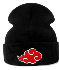 NARUTO Japanese Akatsuki Logo Anime Casual Beanies for Men Women Knitted Winter Hat Solid Color Hip - Fandomaniax Store