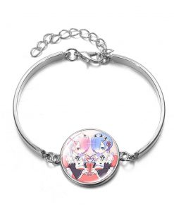 RE ZERO Ram Rem Link Chain Bracelet Kawaii Anime Cosplay Fashion Printed Glass Dome Charm Bracelet 2 - Fandomaniax Store