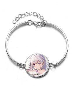 RE ZERO Ram Rem Link Chain Bracelet Kawaii Anime Cosplay Fashion Printed Glass Dome Charm Bracelet 3 - Fandomaniax Store