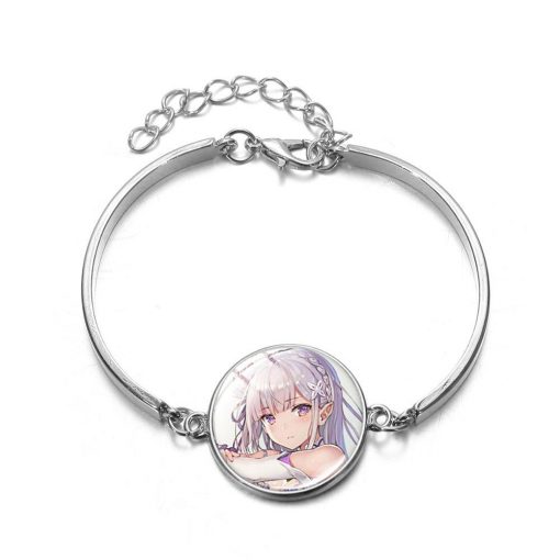 RE ZERO Ram Rem Link Chain Bracelet Kawaii Anime Cosplay Fashion Printed Glass Dome Charm Bracelet 3 - Fandomaniax Store